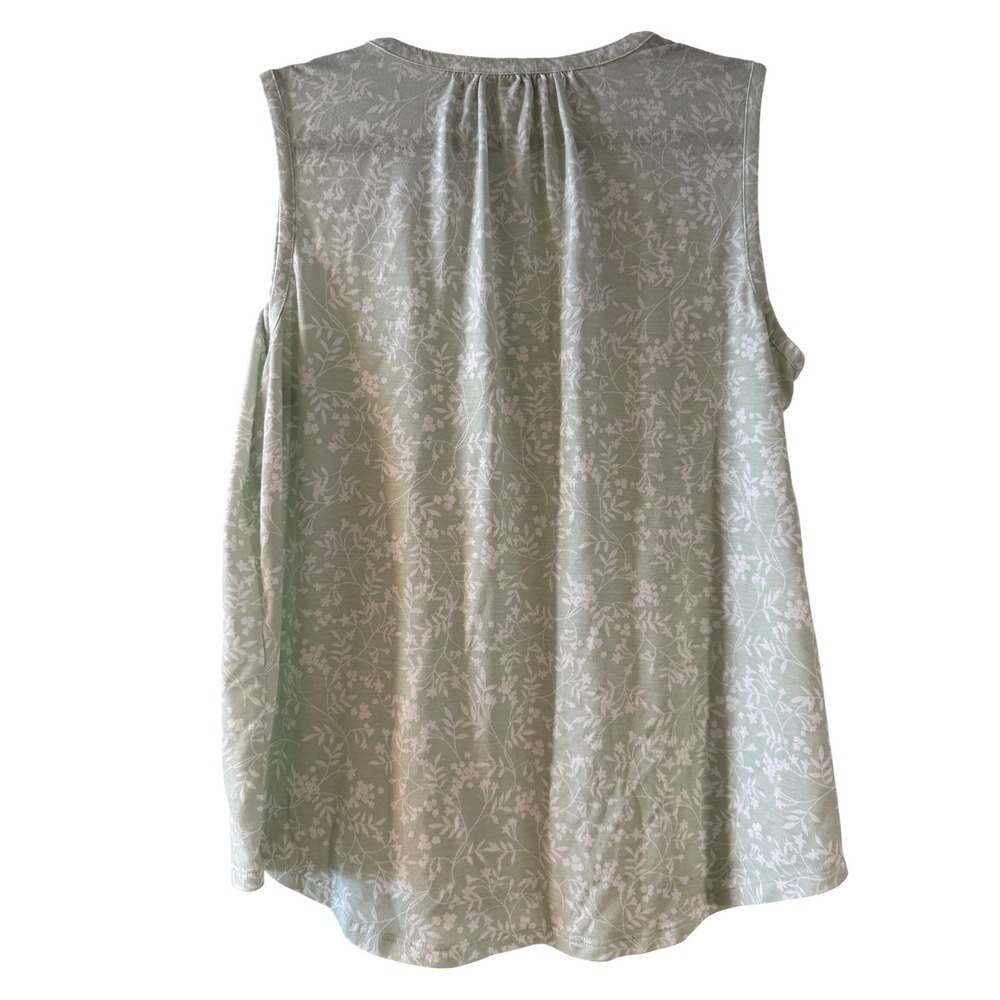 Liz Claiborne Womens Sleeveless V Neck Button‎ Up Top Green Floral Print XXL - Picture 4 of 4